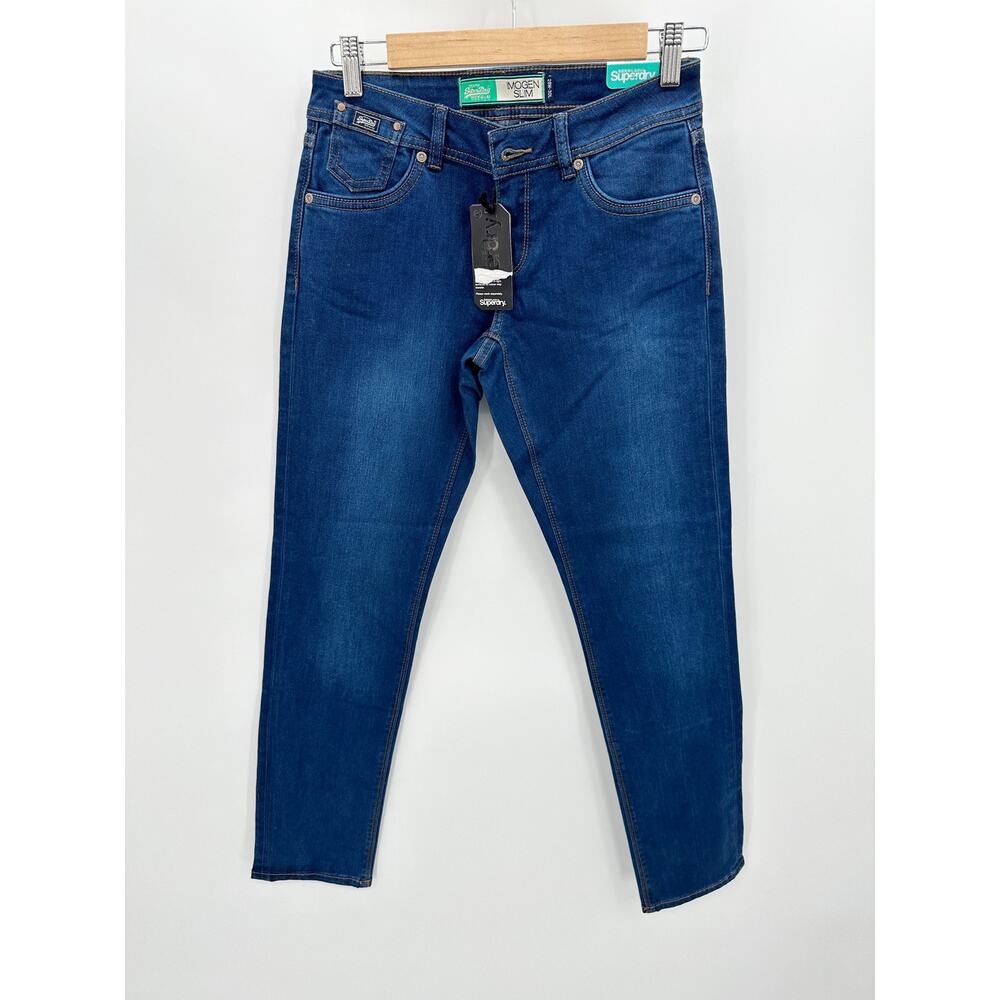 Superdry Imogen Slim Jeans Women 28x30 Dark‎ Wash Blue Denim NWT